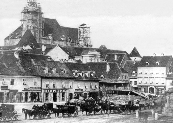 Trg bana Jelačića 1880. godine. Nakon potresa